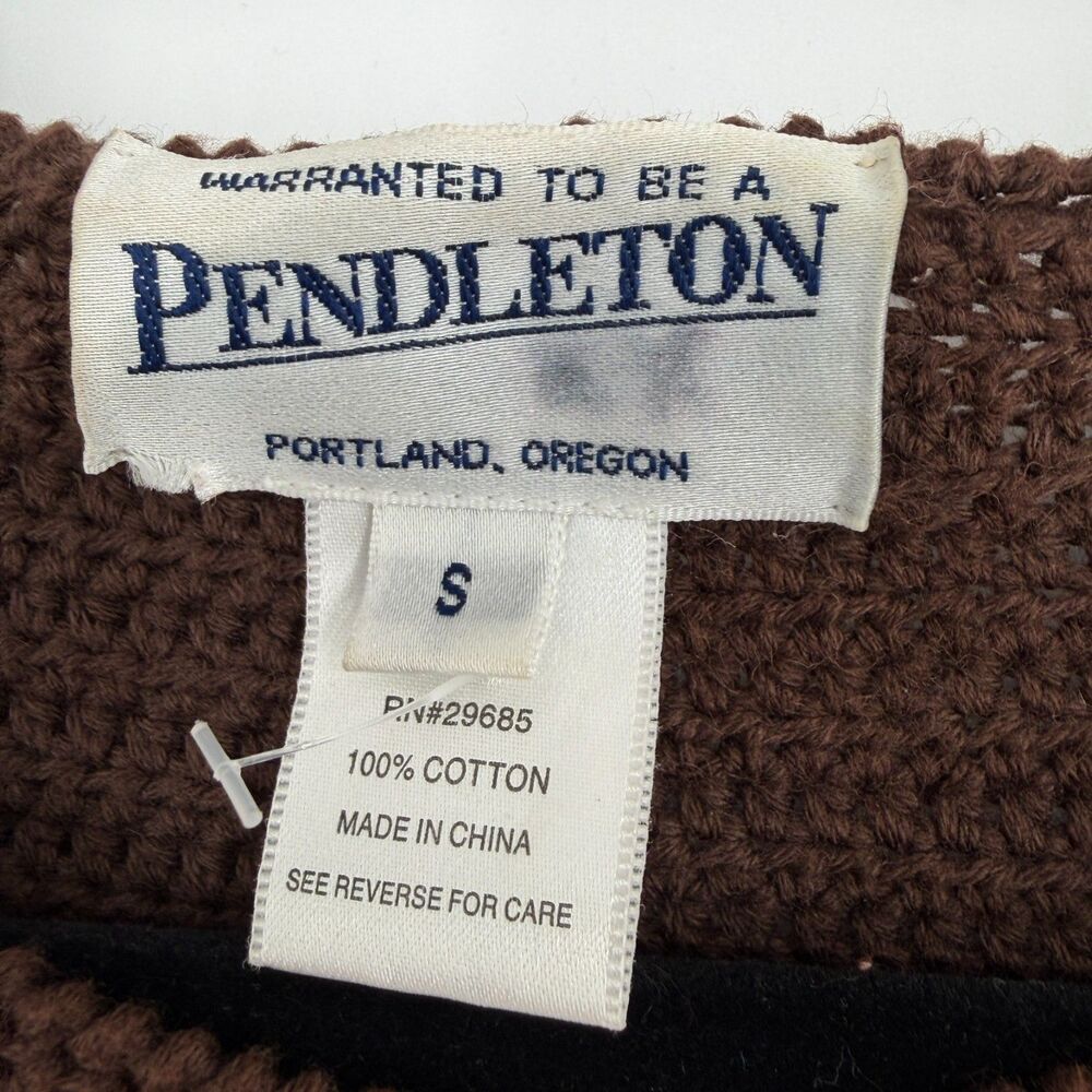 Vintage Pendleton Knit Cardigan Sweater Women's S Brown Aztec Southwestern Boho - Picture 2 of 8